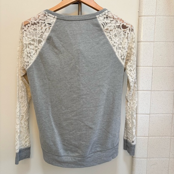 Apt 9 Gray Sweatshirt with Lace Sleeves XS Cottagecore Twee Fairy Washable - Picture 5 of 7